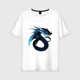 Женская футболка хлопок Oversize с принтом Морской левиафан в Кировске, 100% хлопок | свободный крой, круглый ворот, спущенный рукав, длина до линии бедер
 | арт | глубина | дракон | дракон глубин | инопланетянин | левиафан | рисунок | синий