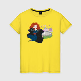 Женская футболка хлопок с принтом Determined в Кировске, 100% хлопок | прямой крой, круглый вырез горловины, длина до линии бедер, слегка спущенное плечо | brave | merida | pixar | vdzabma | мерида | пиксар | храбрая | храбрая сердцем