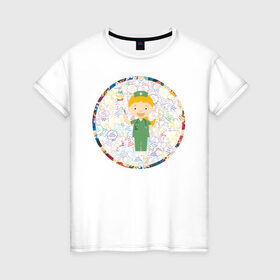 Женская футболка хлопок с принтом Медсестра АнтиПсихоВирус в Кировске, 100% хлопок | прямой крой, круглый вырез горловины, длина до линии бедер, слегка спущенное плечо | 