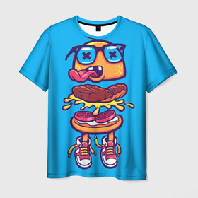 Мужская футболка 3D с принтом Чудик в Кировске, 100% полиэфир | прямой крой, круглый вырез горловины, длина до линии бедер | xxx | гамбургер | кроссовки | очки | фастфуд | чувачек | чудик