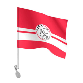 Флаг для автомобиля с принтом AJAX AMSTERDAM в Кировске, 100% полиэстер | Размер: 30*21 см | Тематика изображения на принте: ajax | amsterdam | football | holland | red | sport | team | white | амстердам | аякс | гол | голландия | красный | логотип | мяч | нидерланды | полосы | спорт | футбол