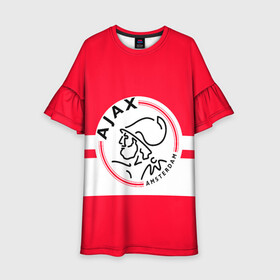 Детское платье 3D с принтом AJAX AMSTERDAM в Кировске, 100% полиэстер | прямой силуэт, чуть расширенный к низу. Круглая горловина, на рукавах — воланы | Тематика изображения на принте: ajax | amsterdam | football | holland | red | sport | team | white | амстердам | аякс | гол | голландия | красный | логотип | мяч | нидерланды | полосы | спорт | футбол