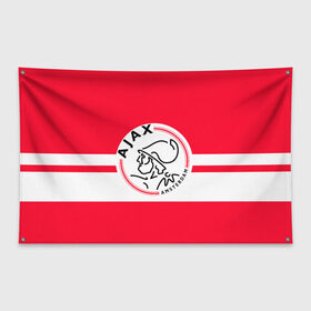 Флаг-баннер с принтом AJAX AMSTERDAM в Кировске, 100% полиэстер | размер 67 х 109 см, плотность ткани — 95 г/м2; по краям флага есть четыре люверса для крепления | ajax | amsterdam | football | holland | red | sport | team | white | амстердам | аякс | гол | голландия | красный | логотип | мяч | нидерланды | полосы | спорт | футбол