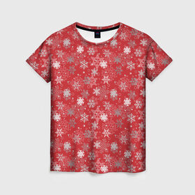 Женская футболка 3D с принтом Снежинки в Кировске, 100% полиэфир ( синтетическое хлопкоподобное полотно) | прямой крой, круглый вырез горловины, длина до линии бедер | merry christmas | дед мороз | ёлка | зима | зимние узоры | мороз | новый год | подарок | праздник | рождество | с новым годом | салют | санта клаус | свитер с оленями | снег | снеговик | снегурочка | снежинки