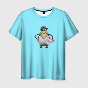 Мужская футболка 3D с принтом Гангста пингвин в Кировске, 100% полиэфир | прямой крой, круглый вырез горловины, длина до линии бедер | 