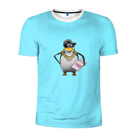 Мужская футболка 3D спортивная с принтом Гангста пингвин в Кировске, 100% полиэстер с улучшенными характеристиками | приталенный силуэт, круглая горловина, широкие плечи, сужается к линии бедра | 