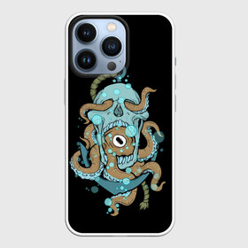Чехол для iPhone 13 Pro с принтом ЧЕРЕП И ЩУПАЛЬЦА в Кировске,  |  | sea | skull | tantecls | water | вода | глаз | голова | море | морская | океан | осьминог | череп | щупальца | якорь
