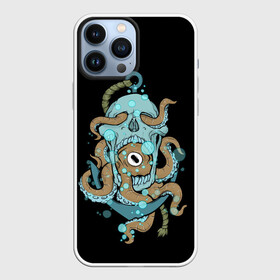 Чехол для iPhone 13 Pro Max с принтом ЧЕРЕП И ЩУПАЛЬЦА в Кировске,  |  | sea | skull | tantecls | water | вода | глаз | голова | море | морская | океан | осьминог | череп | щупальца | якорь