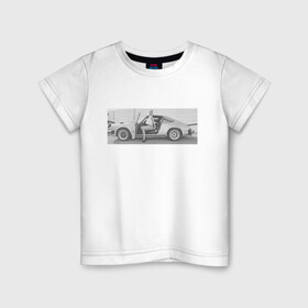 Детская футболка хлопок с принтом Porshe в Кировске, 100% хлопок | круглый вырез горловины, полуприлегающий силуэт, длина до линии бедер | 911 | porshe | гоночный автомобиль | девушка и авто | немецкий автомобиль | порш