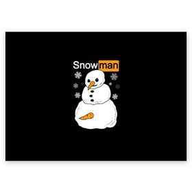 Поздравительная открытка с принтом Снеговик в Кировске, 100% бумага | плотность бумаги 280 г/м2, матовая, на обратной стороне линовка и место для марки
 | 2021 | brazzers | christmas | happy new year | marry christmas | marry x mas | new year | snow | snowman | winter | бразерс | браззерс | новогодний | новогодний свитер | новый год | пошлый | праздничный | снег | сне