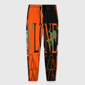 Мужские брюки 3D с принтом V lone orange dark logo в Кировске, 100% полиэстер | манжеты по низу, эластичный пояс регулируется шнурком, по бокам два кармана без застежек, внутренняя часть кармана из мелкой сетки | fashion | lone | orange | rap | top | v lone | аниме