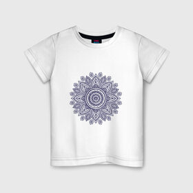 Детская футболка хлопок с принтом Хнойный цветок в Кировске, 100% хлопок | круглый вырез горловины, полуприлегающий силуэт, длина до линии бедер | арт | вектис | вектор | рисунок | синий | хна | хной | хноя | цветок
