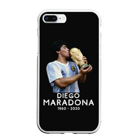 Чехол для iPhone 7Plus/8 Plus матовый с принтом Diego Maradona в Кировске, Силикон | Область печати: задняя сторона чехла, без боковых панелей | 10 | 1960 | 2020 | argentina | barcelona | diego | football | legend | leo | lionel | maradona | messi | retro | rip | soccer | аргентина | барселона | бога | диего | легенда | лионель | марадона | месси | мяч | ретро | рука | форма | футбол