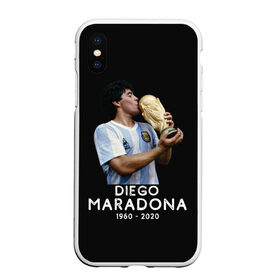 Чехол для iPhone XS Max матовый с принтом Diego Maradona в Кировске, Силикон | Область печати: задняя сторона чехла, без боковых панелей | 10 | 1960 | 2020 | argentina | barcelona | diego | football | legend | leo | lionel | maradona | messi | retro | rip | soccer | аргентина | барселона | бога | диего | легенда | лионель | марадона | месси | мяч | ретро | рука | форма | футбол