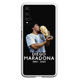 Чехол для Honor 20 с принтом Diego Maradona в Кировске, Силикон | Область печати: задняя сторона чехла, без боковых панелей | 10 | 1960 | 2020 | argentina | barcelona | diego | football | legend | leo | lionel | maradona | messi | retro | rip | soccer | аргентина | барселона | бога | диего | легенда | лионель | марадона | месси | мяч | ретро | рука | форма | футбол