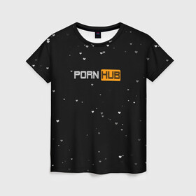 Женская футболка 3D с принтом Pornhub в Кировске, 100% полиэфир ( синтетическое хлопкоподобное полотно) | прямой крой, круглый вырез горловины, длина до линии бедер | black | черный