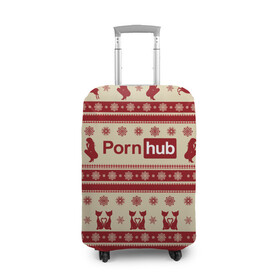 Чехол для чемодана 3D с принтом Pornhub(Новый год) в Кировске, 86% полиэфир, 14% спандекс | двустороннее нанесение принта, прорези для ручек и колес | год | новый | рождественскую коллекцию