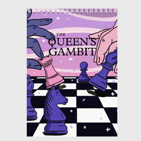 Скетчбук с принтом The Queens Gambit в Кировске, 100% бумага
 | 48 листов, плотность листов — 100 г/м2, плотность картонной обложки — 250 г/м2. Листы скреплены сверху удобной пружинной спиралью | beth harmon | chess | queens gambit | the queens gambit | аня тейлор джой | бет хармон | нетфликс | ход королевы | шахматы