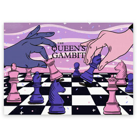 Поздравительная открытка с принтом The Queens Gambit в Кировске, 100% бумага | плотность бумаги 280 г/м2, матовая, на обратной стороне линовка и место для марки
 | Тематика изображения на принте: beth harmon | chess | queens gambit | the queens gambit | аня тейлор джой | бет хармон | нетфликс | ход королевы | шахматы