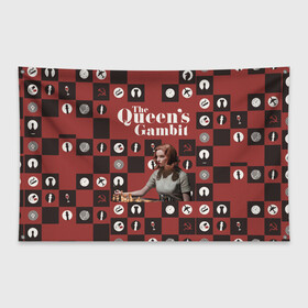 Флаг-баннер с принтом Ход королевы The Que в Кировске, 100% полиэстер | размер 67 х 109 см, плотность ткани — 95 г/м2; по краям флага есть четыре люверса для крепления | gambit | the queens 