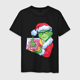 Мужская футболка хлопок с принтом Новый год. Гринч в Кировске, 100% хлопок | прямой крой, круглый вырез горловины, длина до линии бедер, слегка спущенное плечо. | 2021 | гринч | новый год | подарок | рождество