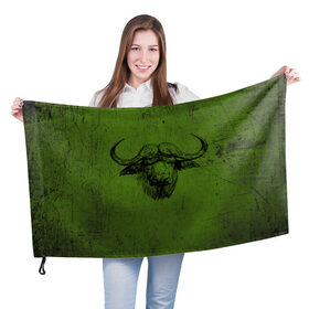 Флаг 3D с принтом Бык в Кировске, 100% полиэстер | плотность ткани — 95 г/м2, размер — 67 х 109 см. Принт наносится с одной стороны | 2021 | bull | бык | год быка | животное | новый год | рога