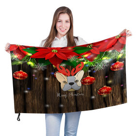 Флаг 3D с принтом Merry Christmas в Кировске, 100% полиэстер | плотность ткани — 95 г/м2, размер — 67 х 109 см. Принт наносится с одной стороны | 