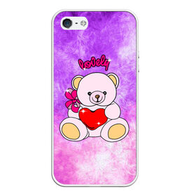 Чехол для iPhone 5/5S матовый с принтом Lovely bear в Кировске, Силикон | Область печати: задняя сторона чехла, без боковых панелей | Тематика изображения на принте: bear | love is | teddy | богиня | валентина | влюбленный | девушке | дочь | жена | игрушка | лучшая | любимая | люблю | мама | марта | медведь | медведь с сердцем | медвежата | мишка тедди | плюшевые | подарок