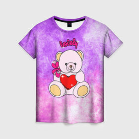 Женская футболка 3D с принтом Lovely bear в Кировске, 100% полиэфир ( синтетическое хлопкоподобное полотно) | прямой крой, круглый вырез горловины, длина до линии бедер | bear | love is | teddy | богиня | валентина | влюбленный | девушке | дочь | жена | игрушка | лучшая | любимая | люблю | мама | марта | медведь | медведь с сердцем | медвежата | мишка тедди | плюшевые | подарок