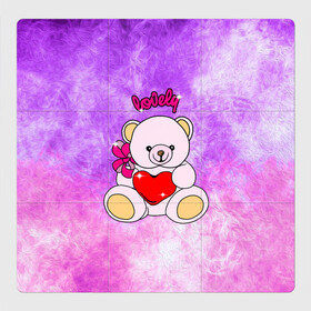 Магнитный плакат 3Х3 с принтом Lovely bear в Кировске, Полимерный материал с магнитным слоем | 9 деталей размером 9*9 см | Тематика изображения на принте: bear | love is | teddy | богиня | валентина | влюбленный | девушке | дочь | жена | игрушка | лучшая | любимая | люблю | мама | марта | медведь | медведь с сердцем | медвежата | мишка тедди | плюшевые | подарок