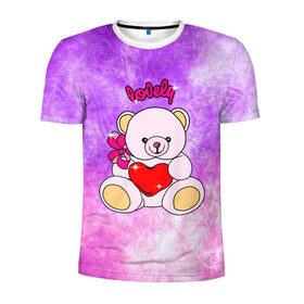Мужская футболка 3D спортивная с принтом Lovely bear в Кировске, 100% полиэстер с улучшенными характеристиками | приталенный силуэт, круглая горловина, широкие плечи, сужается к линии бедра | bear | love is | teddy | богиня | валентина | влюбленный | девушке | дочь | жена | игрушка | лучшая | любимая | люблю | мама | марта | медведь | медведь с сердцем | медвежата | мишка тедди | плюшевые | подарок