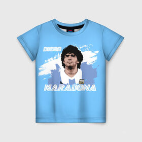 Детская футболка 3D с принтом Диего Марадона в Кировске, 100% гипоаллергенный полиэфир | прямой крой, круглый вырез горловины, длина до линии бедер, чуть спущенное плечо, ткань немного тянется | diego | diego armando maradona | maradona | аргентина | диего | король | легенда | марадона | нападающий | полузащитник | футбол | футболист