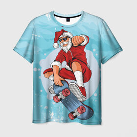 Мужская футболка 3D с принтом Cool Santa в Кировске, 100% полиэфир | прямой крой, круглый вырез горловины, длина до линии бедер | 