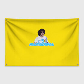 Флаг-баннер с принтом Диего Марадона в Кировске, 100% полиэстер | размер 67 х 109 см, плотность ткани — 95 г/м2; по краям флага есть четыре люверса для крепления | diego | diego armando maradona | maradona | аргентина | диего | король | легенда | марадона | нападающий | полузащитник | футбол | футболист