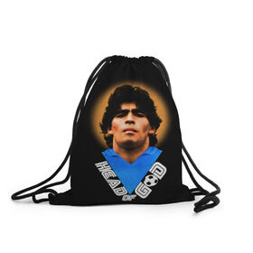 Рюкзак-мешок 3D с принтом Diego Maradona в Кировске, 100% полиэстер | плотность ткани — 200 г/м2, размер — 35 х 45 см; лямки — толстые шнурки, застежка на шнуровке, без карманов и подкладки | diego | diego armando maradona | legend | maradona | аргентина | диего | король | легенда | марадона | нападающий | полузащитник | футбол | футболист