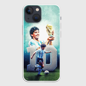 Чехол для iPhone 13 mini с принтом 10 number в Кировске,  |  | 10 номер | diego | football | maradona | maradonna | арегнтина | бога | диего | марадона | марадонна | ретро | рука | сборная аргентины | футбол | футболист