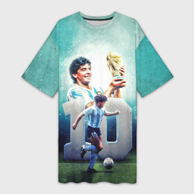 Платье-футболка 3D с принтом 10 number в Кировске,  |  | 10 номер | diego | football | maradona | maradonna | арегнтина | бога | диего | марадона | марадонна | ретро | рука | сборная аргентины | футбол | футболист