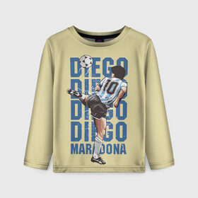 Детский лонгслив 3D с принтом Diego Diego в Кировске, 100% полиэстер | длинные рукава, круглый вырез горловины, полуприлегающий силуэт
 | 10 номер | diego | football | maradona | maradonna | арегнтина | бога | диего | марадона | марадонна | ретро | рука | сборная аргентины | футбол | футболист