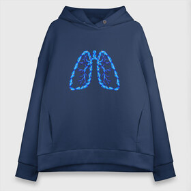 Женское худи Oversize хлопок с принтом Легкие в Кировске, френч-терри — 70% хлопок, 30% полиэстер. Мягкий теплый начес внутри —100% хлопок | боковые карманы, эластичные манжеты и нижняя кромка, капюшон на магнитной кнопке | air | blue | breathe | lungs | organ | oxygen | wings | воздух | дышать | кислород | крылья | легкие | орган