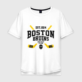 Мужская футболка хлопок Oversize с принтом Бостон Брюинз в Кировске, 100% хлопок | свободный крой, круглый ворот, “спинка” длиннее передней части | Тематика изображения на принте: boston | boston bruins | bruins | hockey | nhl | usa | бостон | бостон брюинз | нхл | спорт | сша | хоккей | шайба