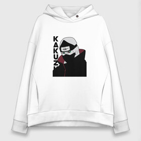 Женское худи Oversize хлопок с принтом Kakuzu Zombie Ninja в Кировске, френч-терри — 70% хлопок, 30% полиэстер. Мягкий теплый начес внутри —100% хлопок | боковые карманы, эластичные манжеты и нижняя кромка, капюшон на магнитной кнопке | 