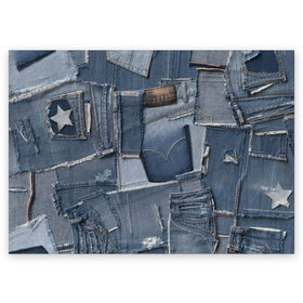 Поздравительная открытка с принтом Jeans life в Кировске, 100% бумага | плотность бумаги 280 г/м2, матовая, на обратной стороне линовка и место для марки
 | cool | fashion | hype | jeans | texture | vanguard | авангард | круто | мода | текстура | хайп