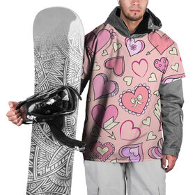 Накидка на куртку 3D с принтом Розовые сердечки в Кировске, 100% полиэстер |  | для девочек | любимой | любовь | розовое | романтика | сердечки | сердечко | сердце