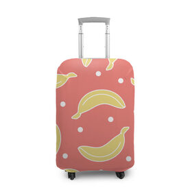 Чехол для чемодана 3D с принтом Банановый рай в Кировске, 86% полиэфир, 14% спандекс | двустороннее нанесение принта, прорези для ручек и колес | банан | банановый | белый | еда | желтый | летний | питание | розовый | точки | фрукт
