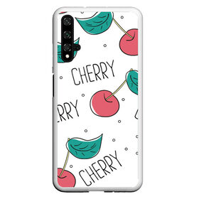 Чехол для Honor 20 с принтом Вишенки Cherry в Кировске, Силикон | Область печати: задняя сторона чехла, без боковых панелей | cherry | белый | вишня | красный | лето | надпись | сад | черенок | черешня | ягода