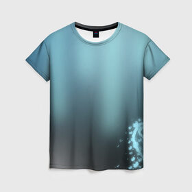 Женская футболка 3D с принтом Водяные свечения в Кировске, 100% полиэфир ( синтетическое хлопкоподобное полотно) | прямой крой, круглый вырез горловины, длина до линии бедер | глубины | пузыри | свечение
