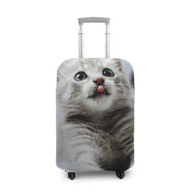 Чехол для чемодана 3D с принтом серый котенок в Кировске, 86% полиэфир, 14% спандекс | двустороннее нанесение принта, прорези для ручек и колес | grey kitten | kitten | котенок | милый котенок | серый котенок