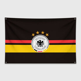 Флаг-баннер с принтом СБОРНАЯ ГЕРМАНИИ в Кировске, 100% полиэстер | размер 67 х 109 см, плотность ткани — 95 г/м2; по краям флага есть четыре люверса для крепления | Тематика изображения на принте: flag | football | germany | logo | sport | team | германия | логотип | сборная | спорт | флаг | футбол