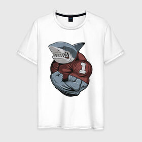Мужская футболка хлопок с принтом Акула в Кировске, 100% хлопок | прямой крой, круглый вырез горловины, длина до линии бедер, слегка спущенное плечо. | 
