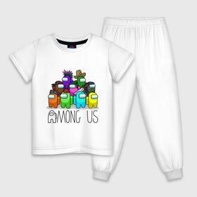 Детская пижама хлопок с принтом AMONG US - большая компания! в Кировске, 100% хлопок |  брюки и футболка прямого кроя, без карманов, на брюках мягкая резинка на поясе и по низу штанин
 | among us | амонг аз | игра | игроки | космонавты | разные цвета